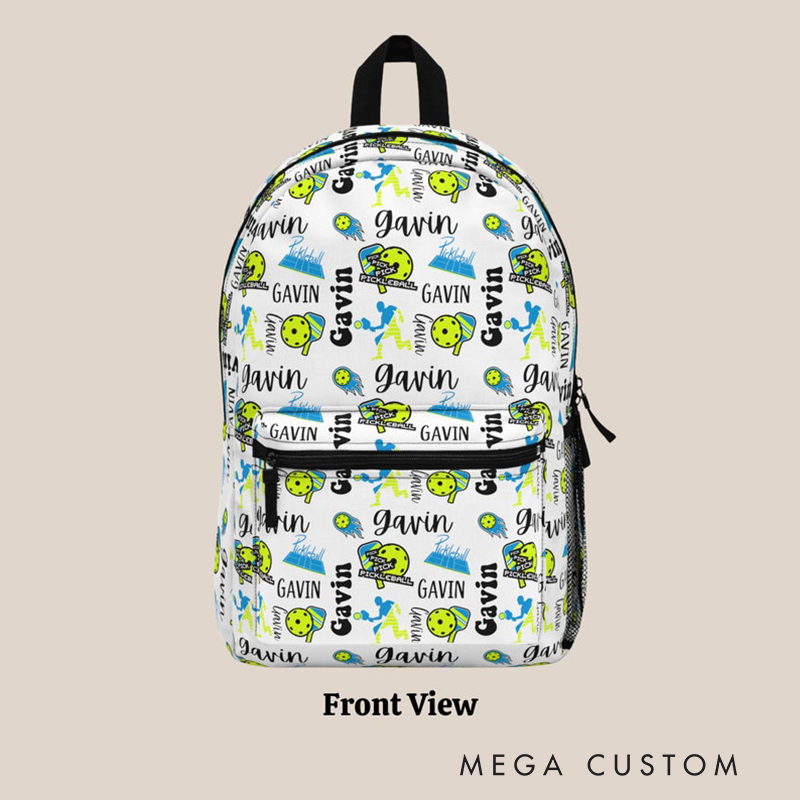 Personalized Pickleball Backpack with Custom Name and Vibrant All Over Sport Design Ideal for Players Fans and Everyday Use