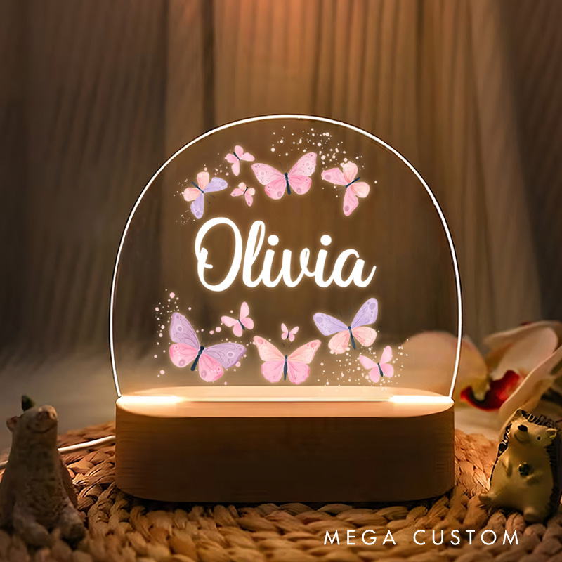 Personalized Baby Butterfly Night Light New Baby Girl Boy Gift Nursery Baby Room Name Sign Gift