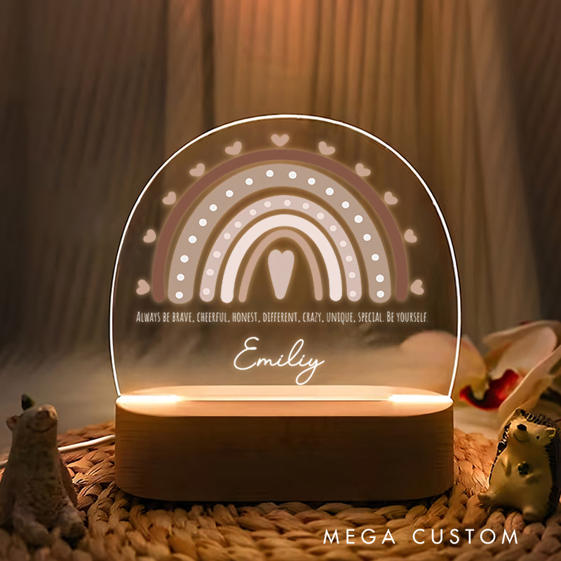 Personalized Rainbow Night Lamp Made of Acrylic New Baby Girl Boy Gift