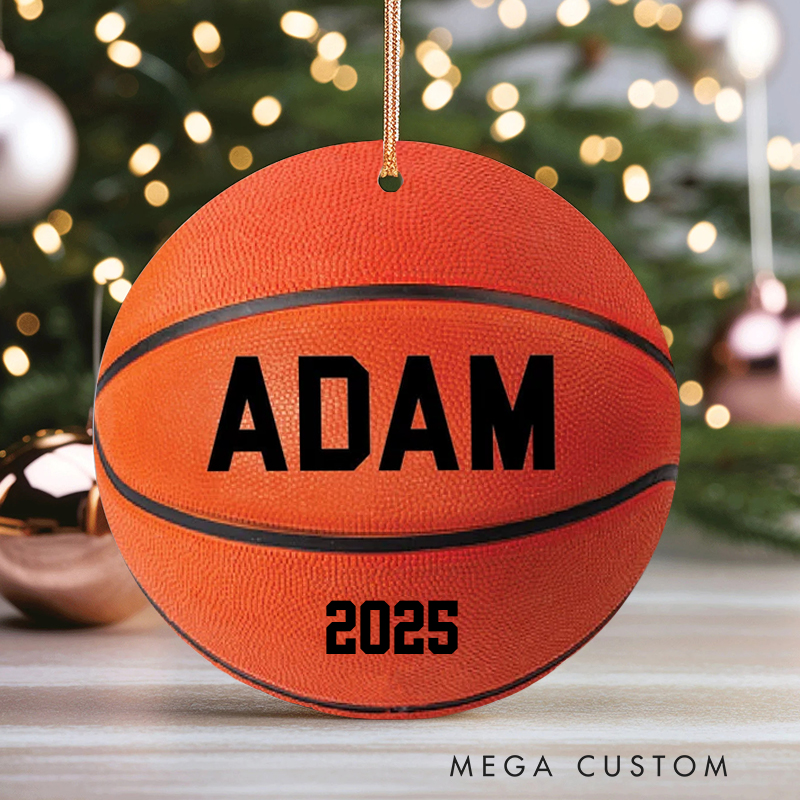 Personalized Basketball Christmas Ornament with Custom Name and Year Perfect for Sports Fans and Holiday Decor