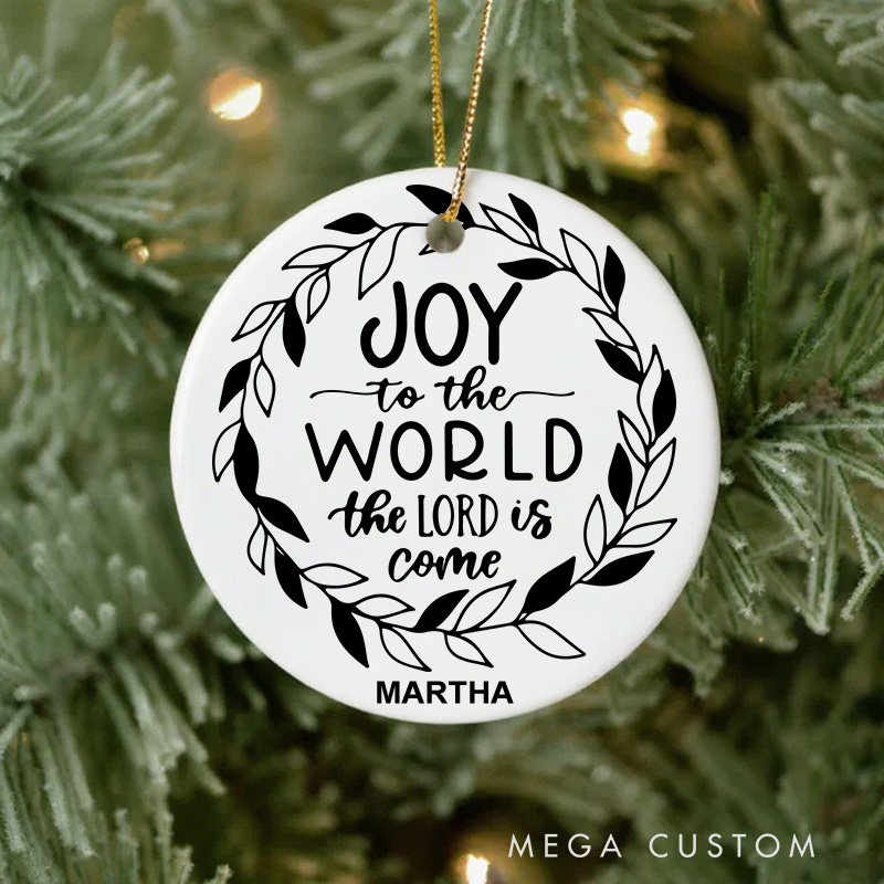 Personalized Joy to the World Ceramic Christmas Ornament with Text Custom Xmas Jesus Gift Ornament Christian Christmas Tree Decor Religous Gift