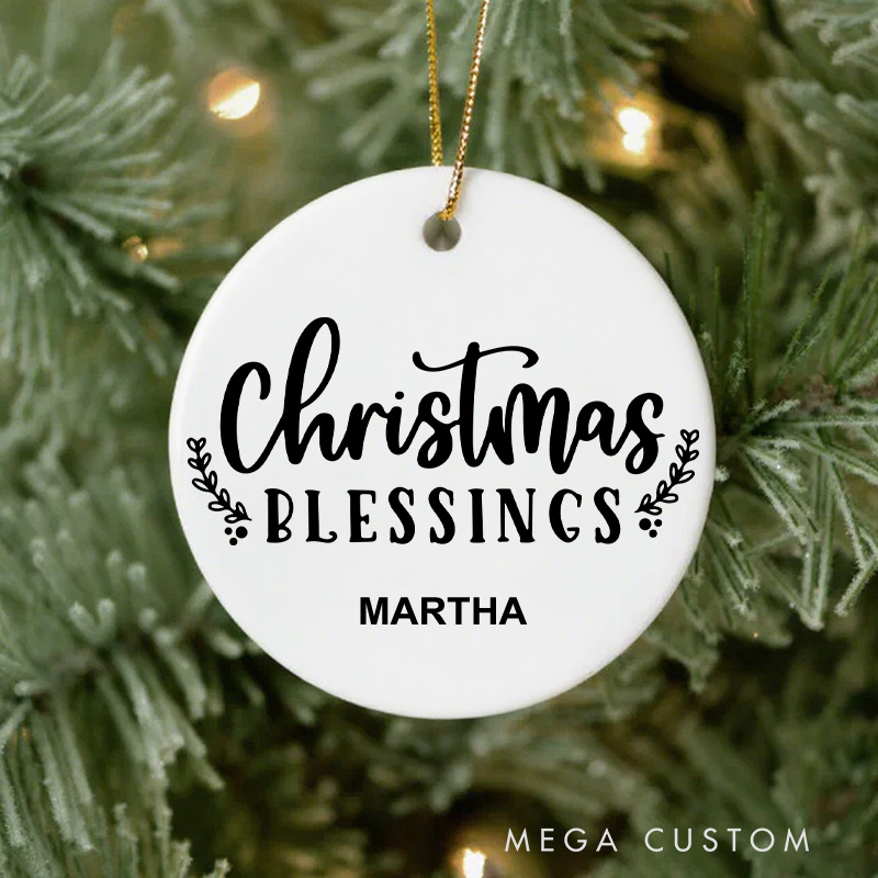 Personalized Christmas Blessings Ceramic Christmas Ornament with Text Custom Xmas Jesus Gift Christian Christmas Tree Decor Religous Christian Gift