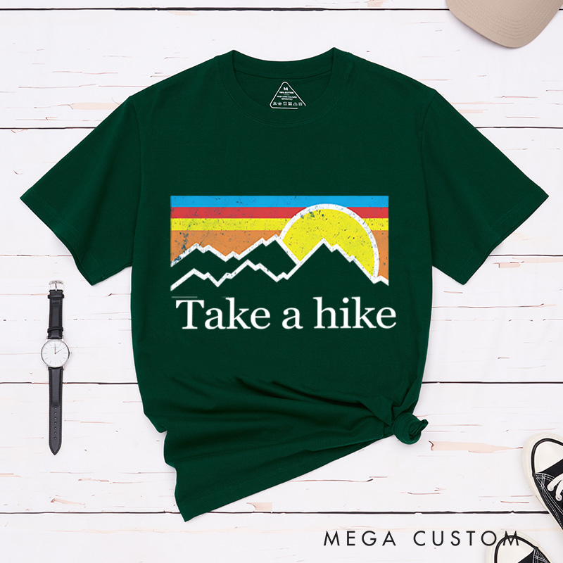 Personalized Take a Hike Adventur T-Shirt  Sunset Mountain Hiking Camping Nature Lover Shirt Gift for Travel Friend