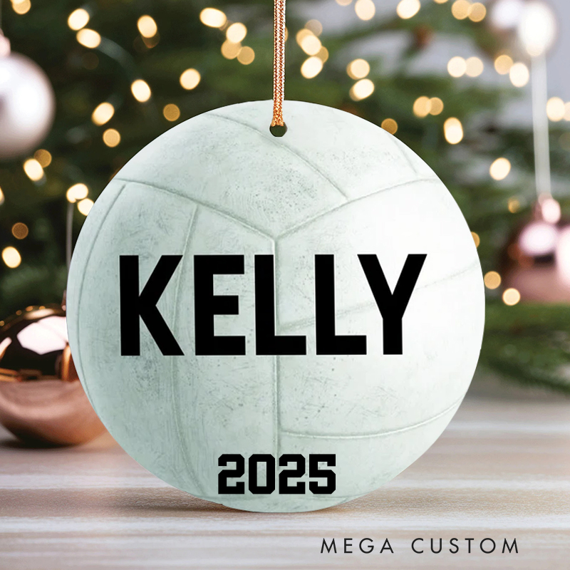Personalized Volleyball Christmas Ornament with Custom Name and Year Perfect for Sports Fans and Holiday Decor