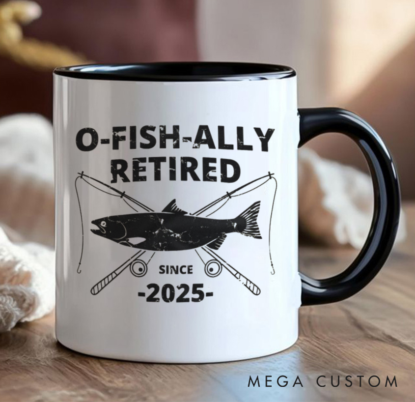 Personalized O-Fish-Ally Retired Mug - Fun Fishing-Themed Retirement Gift
