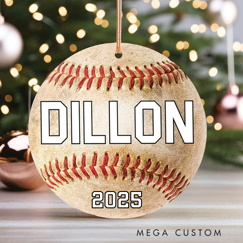 Personalized Baseball Christmas Ornament with Custom Name and Year Perfect for Sports Fans and Holiday Decor