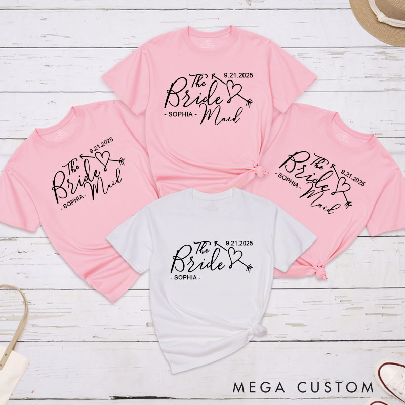Personalized The Bride Matching T-Shirt with Name Bridesmaid T-Shirt Bride's Crew T-Shirt Bachelorette Party Gift