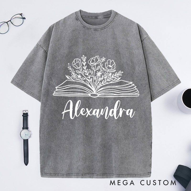 Personalized Book Shirt Wildflowers Washed T-Shirts Reading T-Shirt Bookish Shirt Librarian Shirt Book Lover Shirt Reader Gift