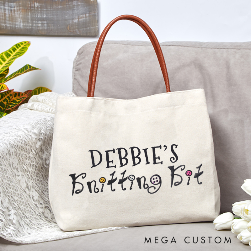 Personalized Craft Tote Bag Funny Knit Gift Bag Knitting Bag Gift For Knitting Lovers Crochet Gift