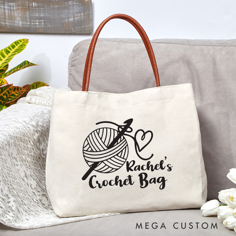 Personalized Crochet Tote Bag Crochet Hook Needle Storage Custom Knitter Gift Craft Bag Crochet Gift