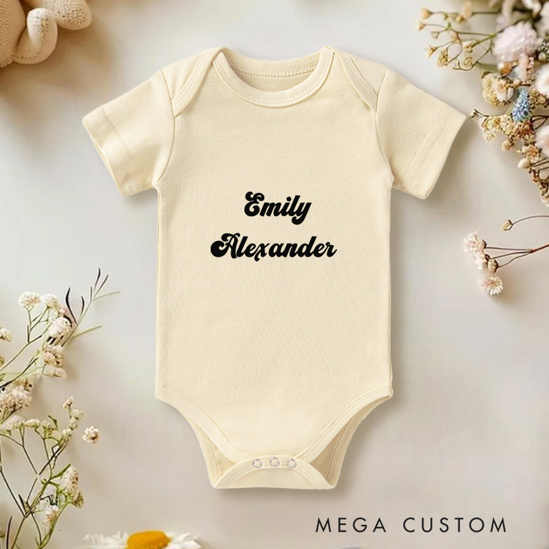 Personalized Emily Alexander Elegant and Minimalist Baby Name Announcement Baby Gift Baby Onesie  
