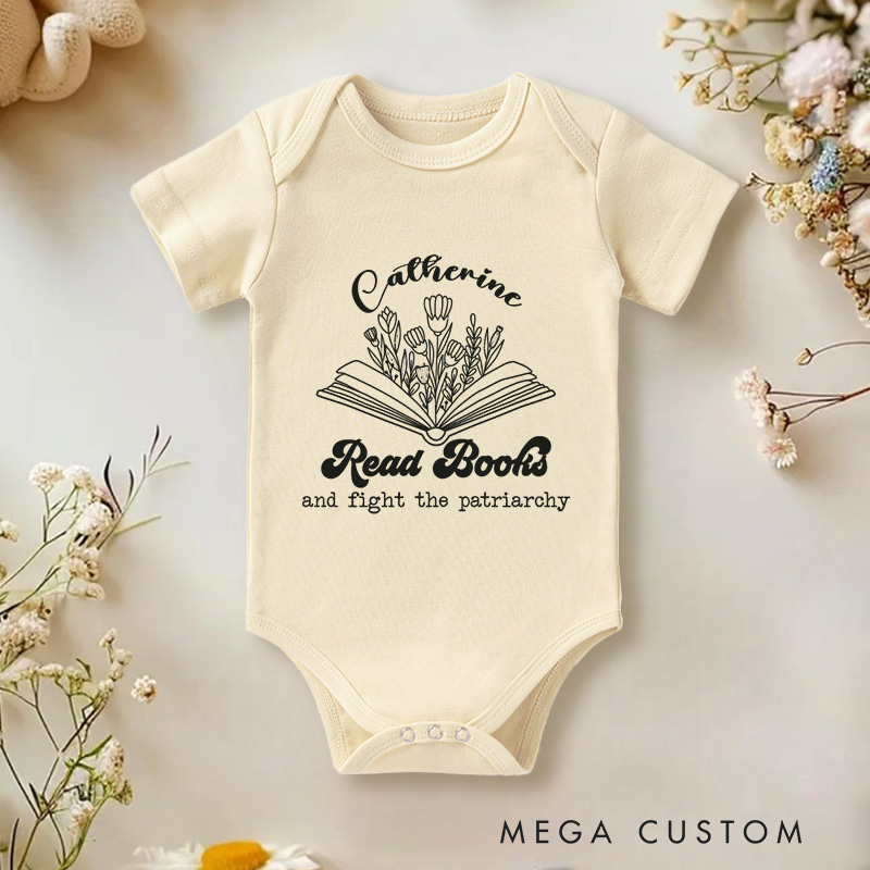 Personalized Books and Fight the Patriarchy Empowering Baby Gift Baby Onesie  