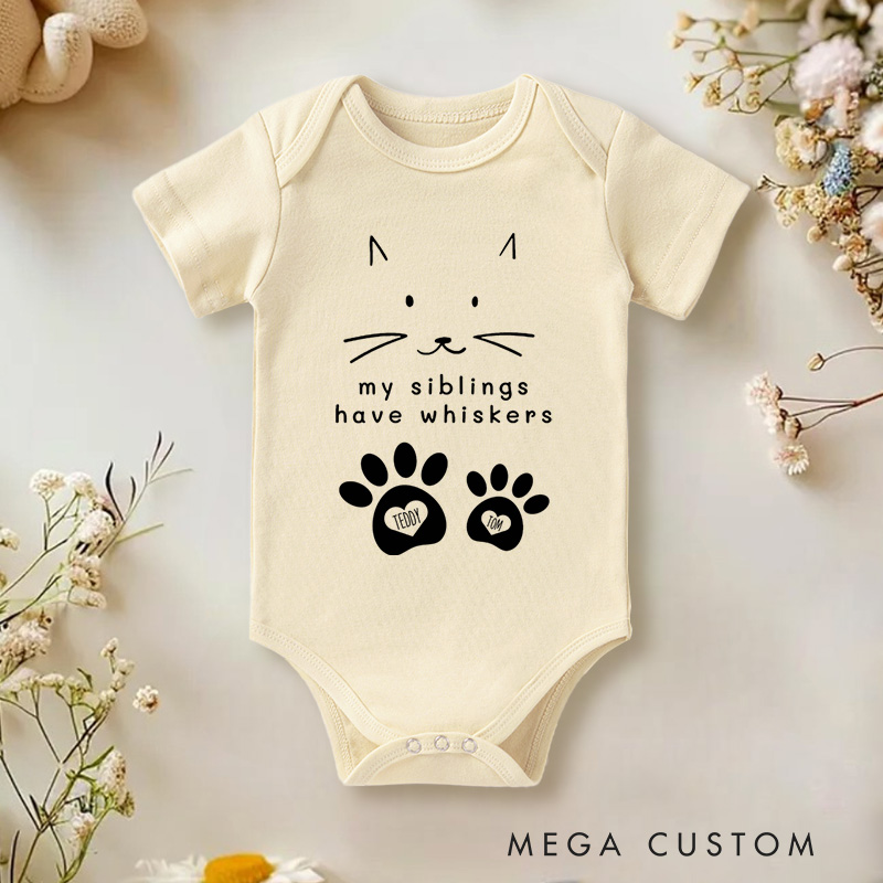 Personalized My Siblings Have Whiskers Cute and Adorable Pet Lover Baby Gift Baby Onesie  
