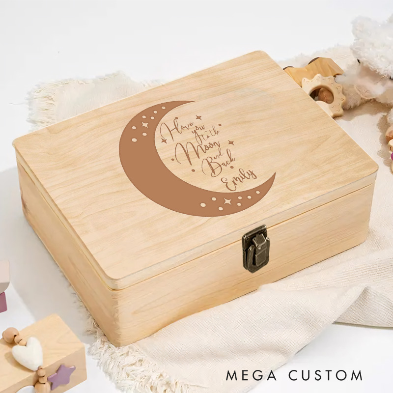 Personalized Love You To The Moon And Back Keepsake Memory Box Baptism Gift Birth Present