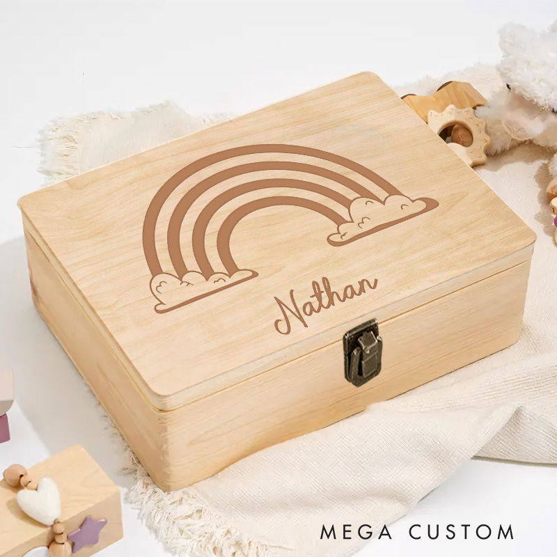 Personalized Cloud Rainbow Keepsake Memory Box Baptism Gift Birth Present