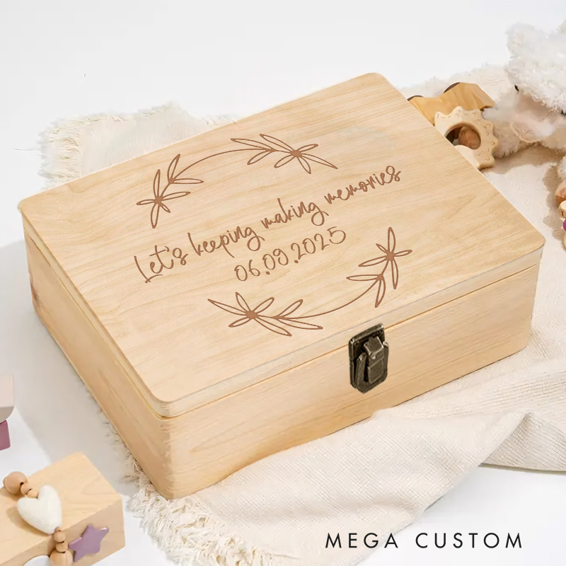 Personalized Let’s Keep Making Memories Keepsake Memory Box New Baby Girl Boy Gift
