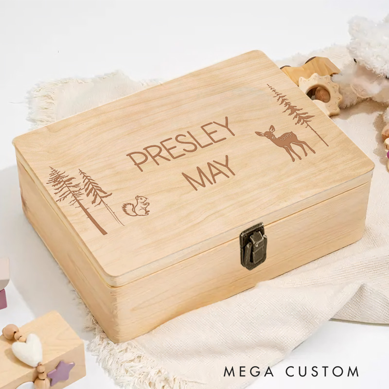 Personalized Woodland Adventure Keepsake Memory Box Baptism Gift Birth Present
