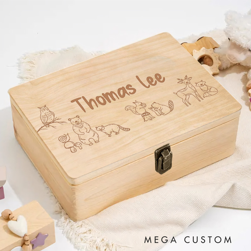 Personalized Jungle Expedition Keepsake Memory Box Baptism Gift Birth Present