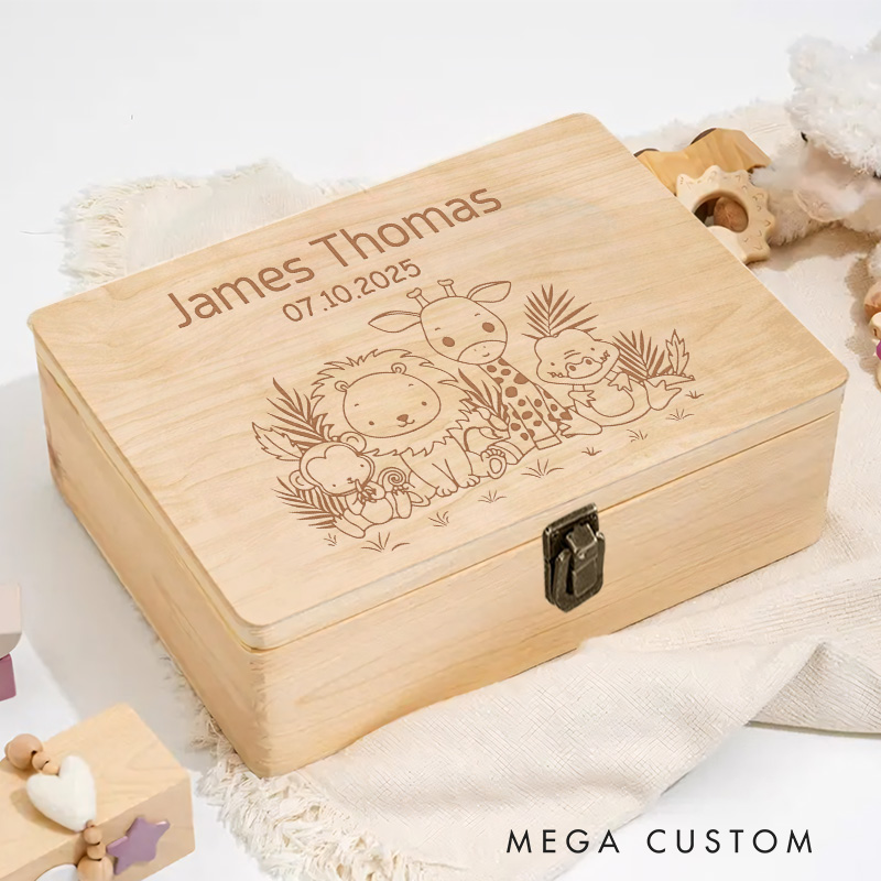 Personalized Woodland Bear And Friends Keepsake Memory Box Baptism Gift Birth Present  