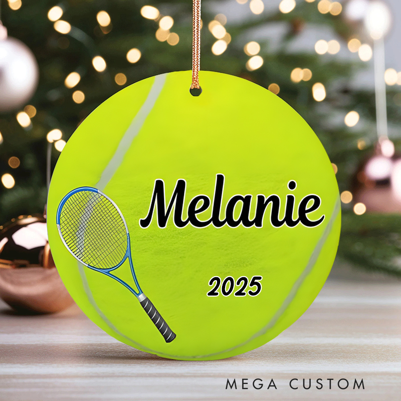 Personalized Tennis Christmas Ornament with Custom Name Year Tennis Racket Design Perfect for Players Enthusiasts Holiday Decorations or Gifts