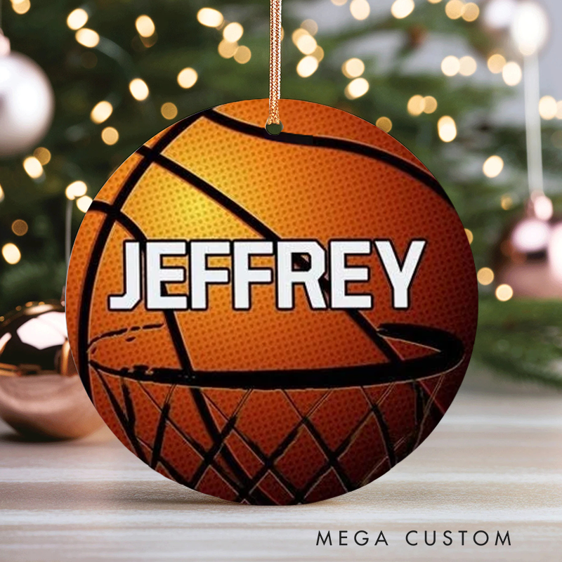 Personalized Basketball Christmas Ornament with Custom Name Realistic Ball Design Perfect for Athletes Fans Holiday Decorations or Gifts