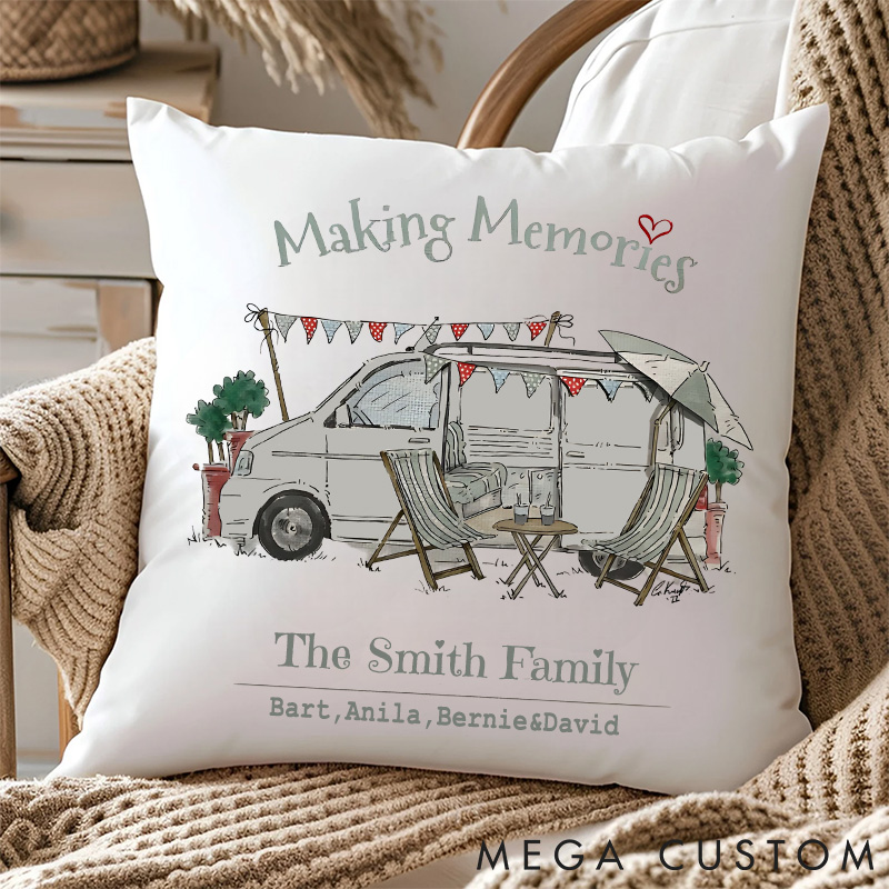 Personalised Camper Van Traveling Camping Hiking Lover Pillow Gift for Outdoor