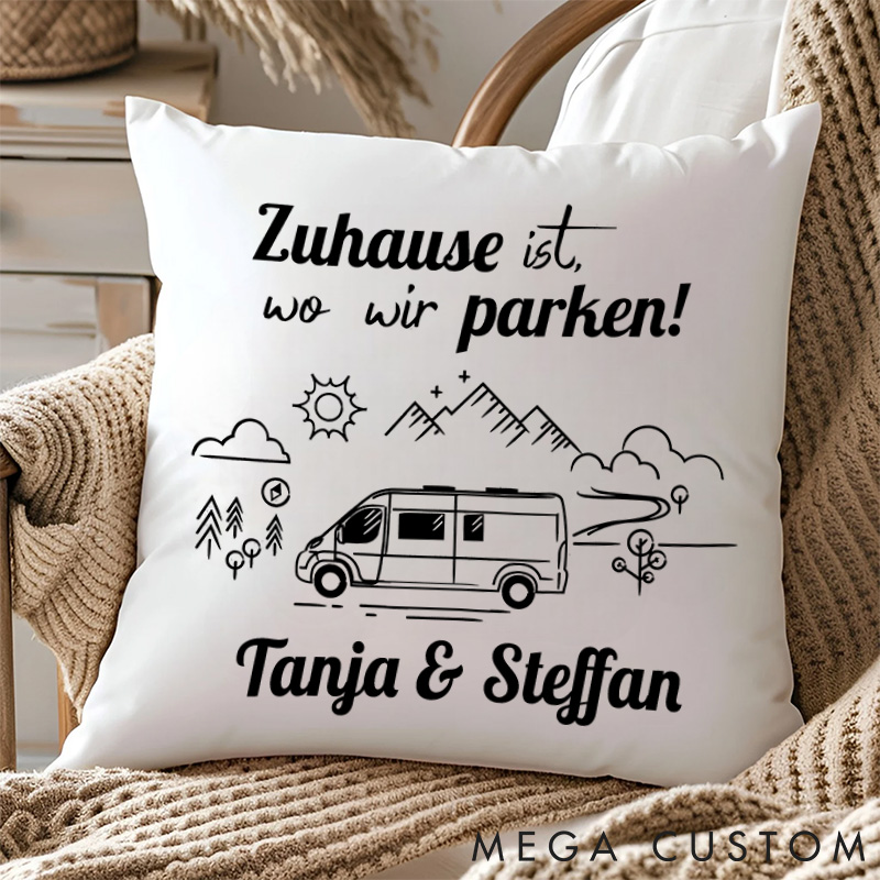 Personalised Camping Pillow With Name Traveling Hiking Motorhome Lover Pillow Gift for Couple Outdoor
