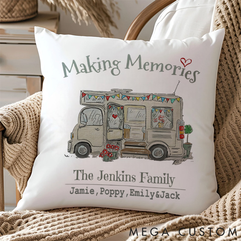 Personalised Making Memories Family Holiday Camping Traveling Hiking Lover Pillow Gift for Outdoor