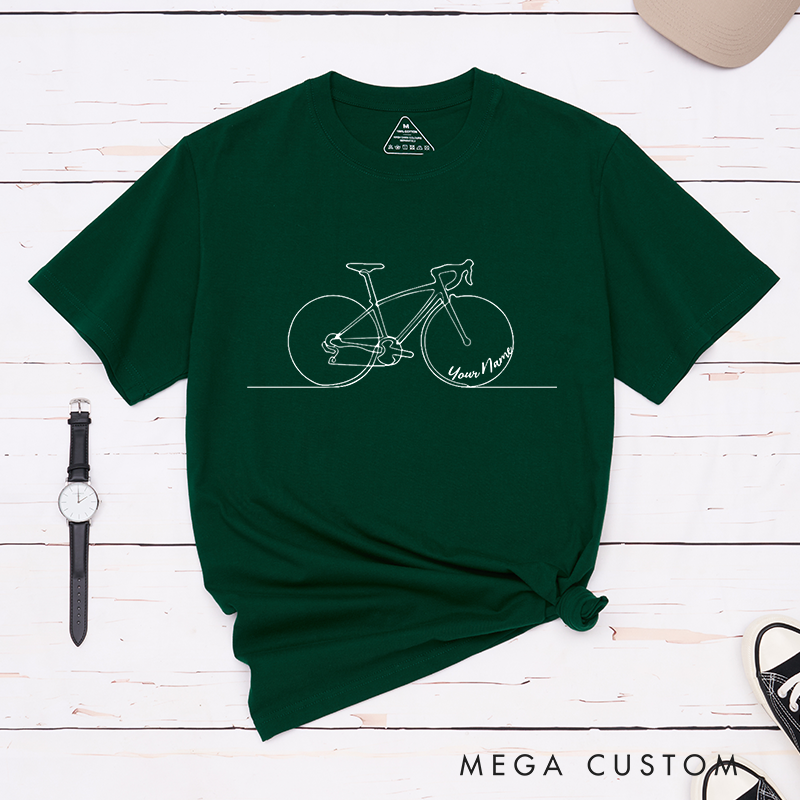 Personalized Minimalist Bicycle T-Shirt with Elegant Line Art for Outdoor Adventures Riding Cycling Biking Enthusiasts