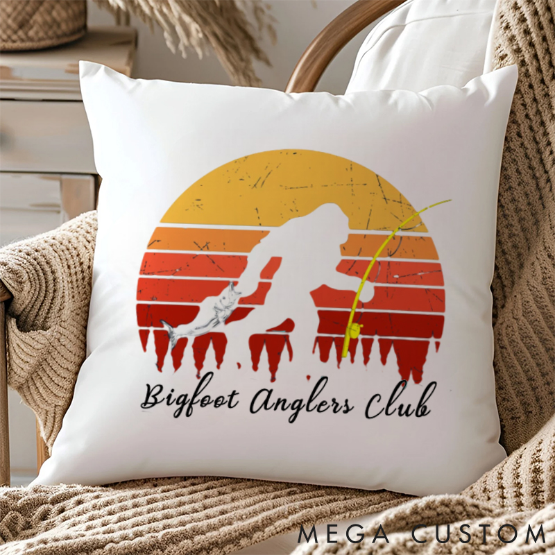 Personalized Bigfoot Fishing Pillow Retirement Gift for for Outdoor Enthusiasts Fishing Lover