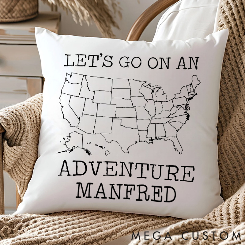 Personalised Let's Go On An Adventure Pillow Traveling Camping Hiking Lover Pillow Gift for Outdoor