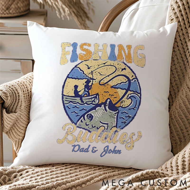 Personalized Fishing Buddies Pillow Perfect Gift for Fishing Enthusiasts