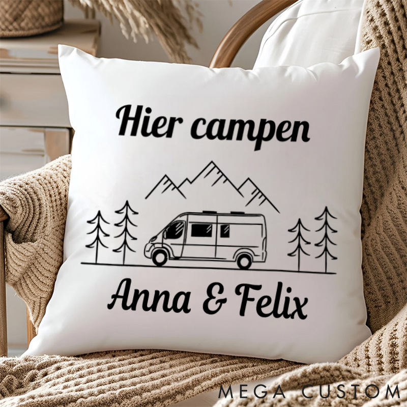Personalised Couple Traveling Camping Hiking Pillows Camper Van Gift for Outdoor