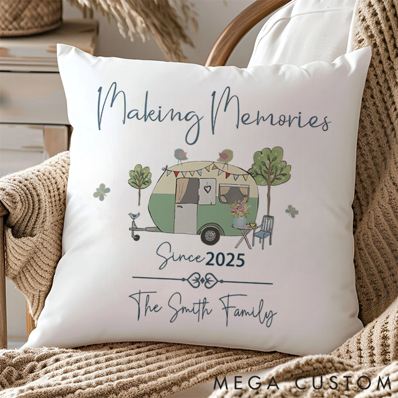 Personalised Making Memories Pillow Couple Camping Traveling Hiking Lover Pillow Gift for Outdoor
