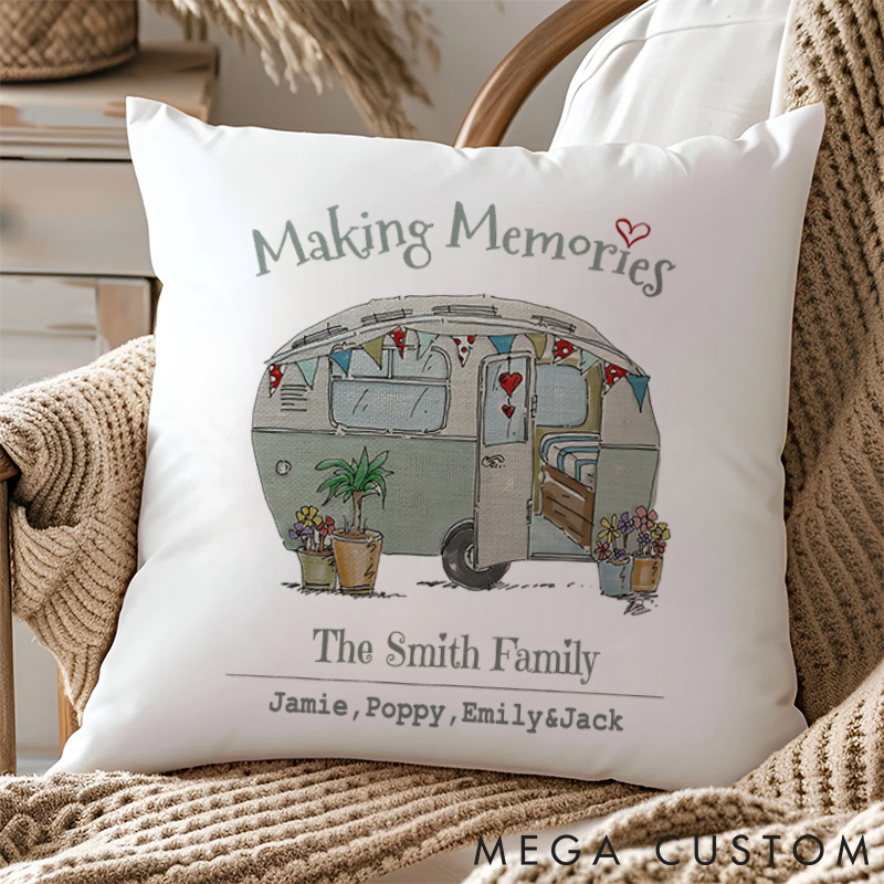 Personalised Making Memories Pillow Camping Traveling Hiking Enthusiasts Pillow Gift for Outdoor