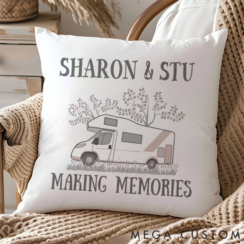 Personalised Making Memories Pillow Motorhome Cushion Camping Traveling Hiking Enthusiasts Pillow Gift for Outdoor