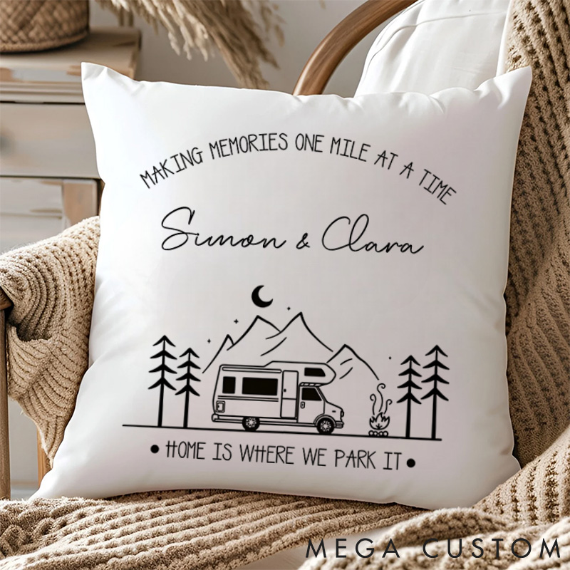 Personalised Making Memories One Mile At A Time Pillow Camping Traveling Hiking Enthusiasts Cushion Gift for Outdoor