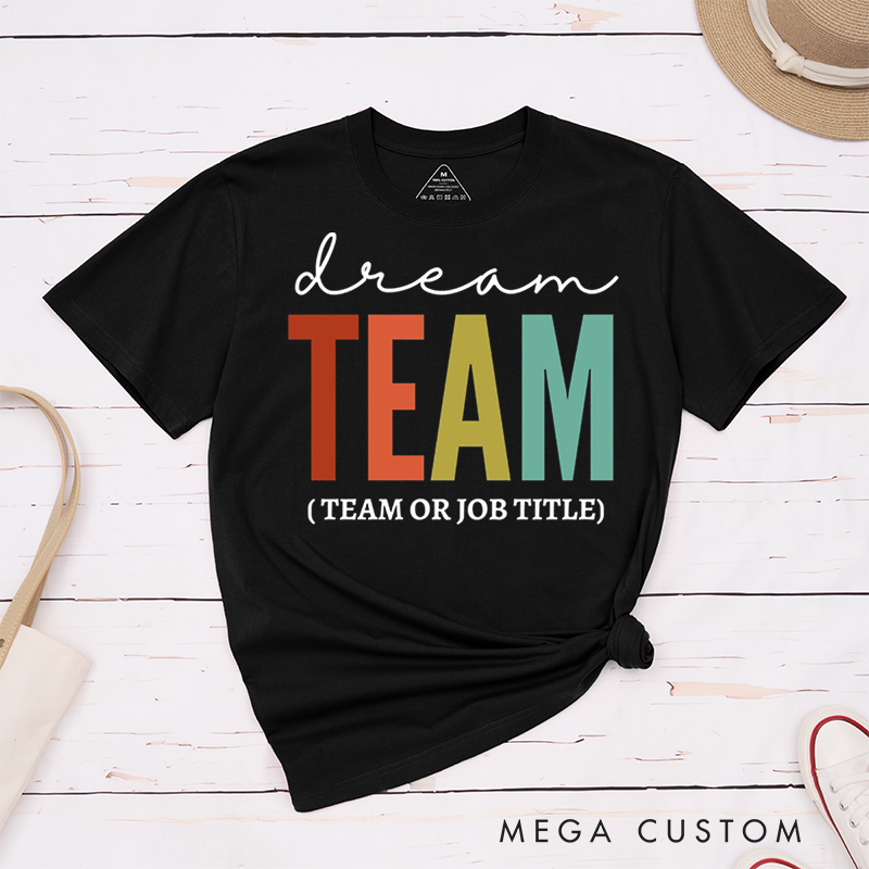 Personalized Dream Team T-Shirt Retro Color Palette Vintage Style Fashion Design Teamwork Coworkers Gifts