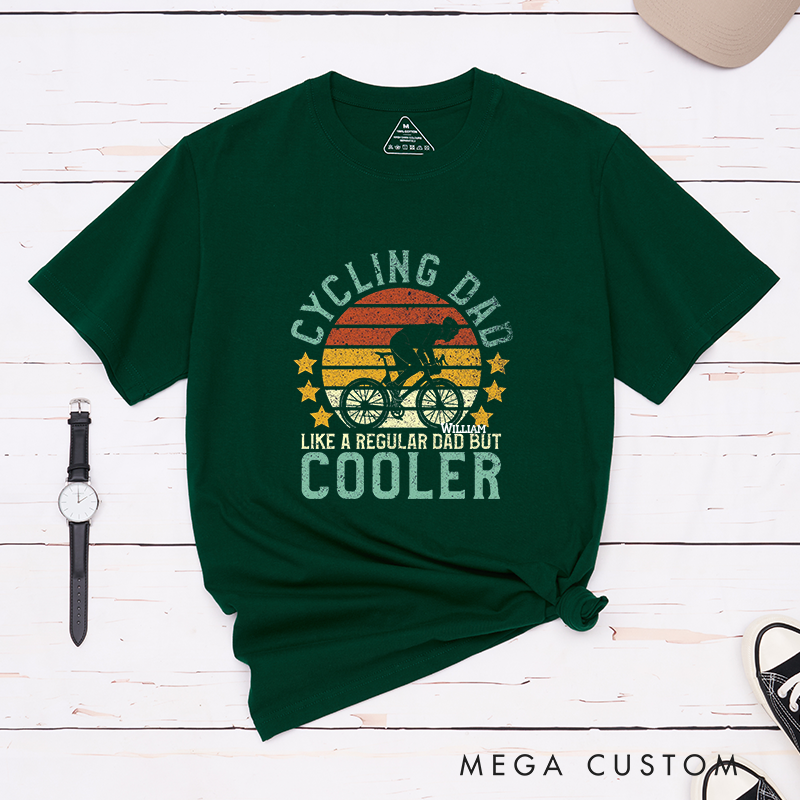 Personalized Coolest Dad T-Shirt with Open Road and Adventure for Outdoor Adventures Riding Cycling Biking Enthusiasts