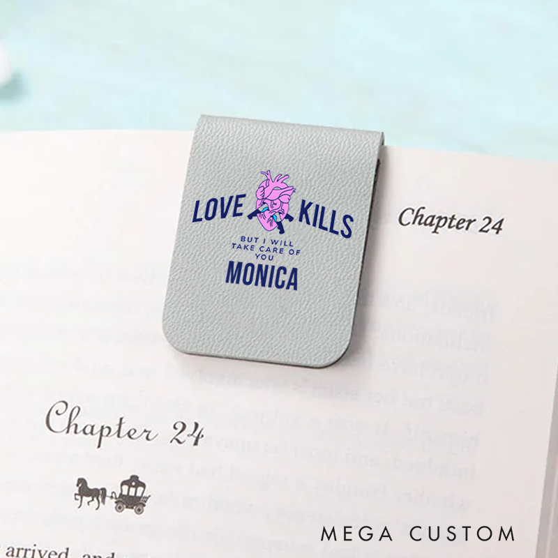 Personalised Leather Magnetic Bookmark for Nurse Love Kills But I Will Take Care of You Design Cute Bookmark Gift Book Lover Gift 