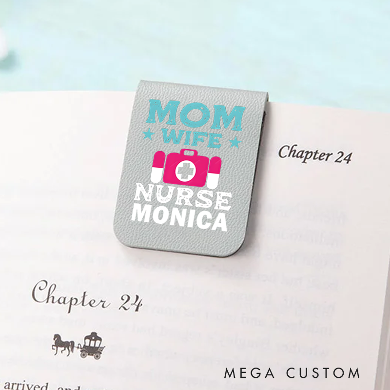 Personalised Leather Magnetic Bookmark for Nurse Mom Wife Nurse Design Cute Bookmark Gift Book Lover Gift 