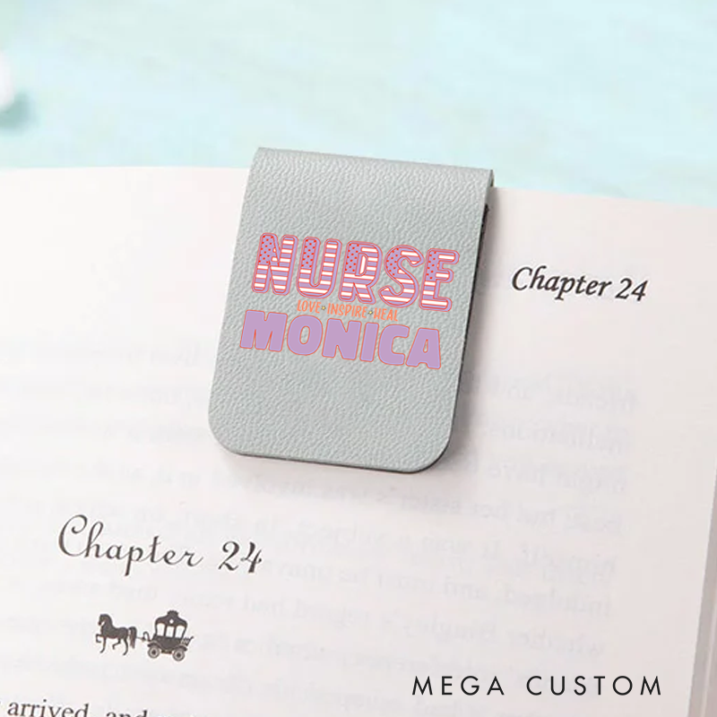 Personalised Leather Magnetic Bookmark for Nurse Love Inspire Heal Design Cute Bookmark Gift Book Lover Gift 