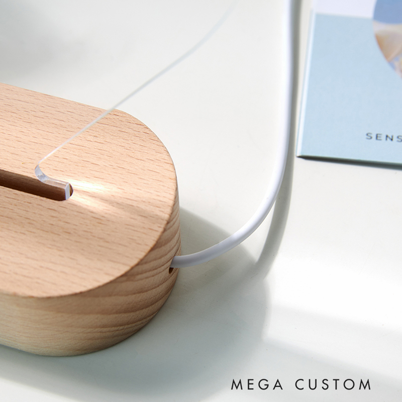 Personalized Be Still Heart Shaped Custom LED Night Light with Wooden Base Home Decor Birthday Gift for Christian 