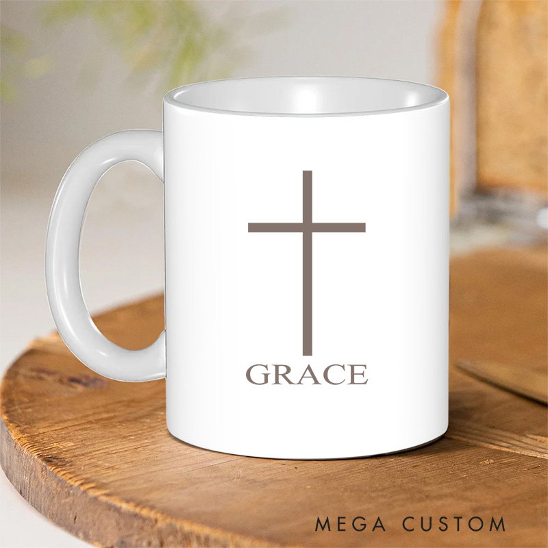 Personalized Cross Lion Bible Verse Christian Ceramic Mug with Name Birthday Gift for Christian Positive Affirmation Religious Gift for Christian