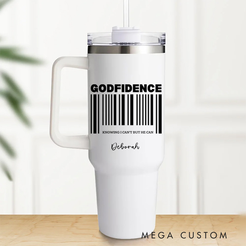 Personalized Multicolor Christian Godfidence Tumbler with Name and Straw Travel Accessories Baptism Birthday Gift for Christians