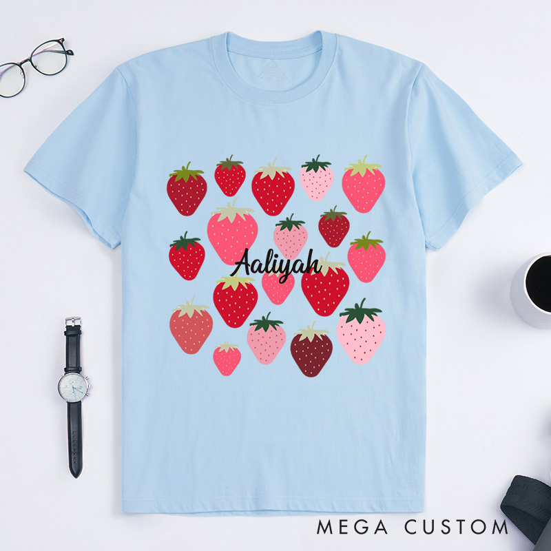 Personalized Strawberries Classic T-Shirts Aesthetic Shirt Strawberry Birthday Shirt Fruit Shirt Strawberry Shirt Plant Shirt Gardening Shirt Plant Lover