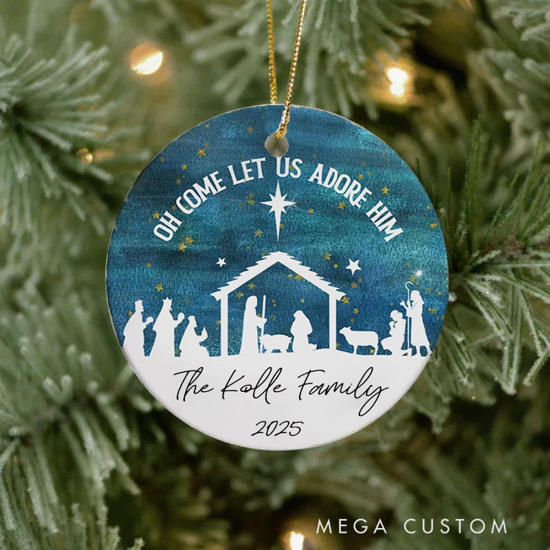 Personalized Nativity Christmas Ornament with Text Christmas Gift for Christians