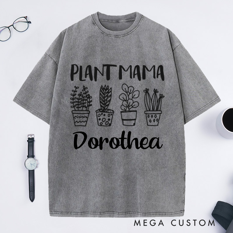 Personalized Plant Mama Washed T-Shirts Crazy Plant Lady Shirt Plant Shirt Plant Lover Gift Mother's Day Gift Gardening Shirt Gardener Shirt