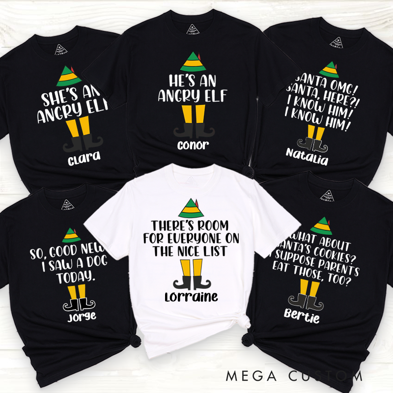 Personallized Buddy the Elf Movie Matching Family T-shirts Christmas Elf Family Matching Name Shirt Family Member Shirts Couple Shirt Xmas Gift