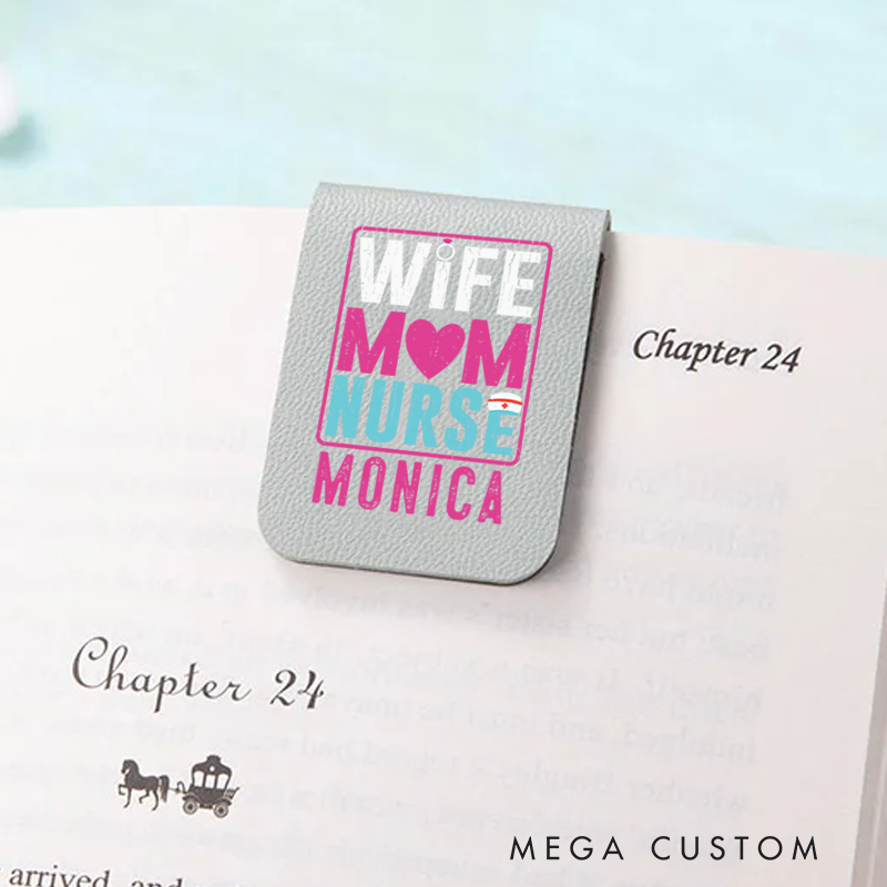 Personalised Leather Magnetic Bookmark for Nurse Wife Mom Nurse Design Cute Bookmark Gift Book Lover Gift 